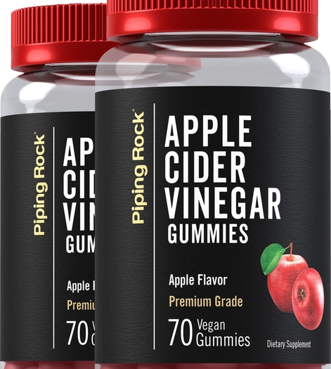 Apple Cider Vinegar (Delicious Apple), 70 Vegan Gummies, 2  Bottles