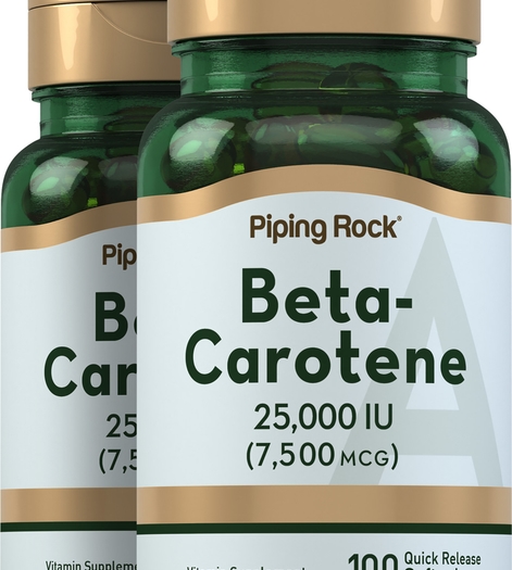 Beta Carotene (Vitamin A 25,000 IU) 100 Softgels x 2 bottles