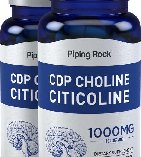 CDP Choline Citicoline , 1000 mg (per serving), 60 Quick Release Capsules, 2  Bottles