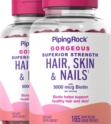 Hair, Skin & Nails infused with Moroccan Argan Oil, 165 Rapid Release Liquid Softgels, 2  Bottles
