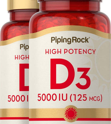 Vitamin D3 5000 IU 2 Bottles x 250 Softgels