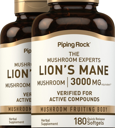 Lion's Mane Mushroom, 3000 mg (per serving), 180 Quick Release Softgels, 2  Bottles