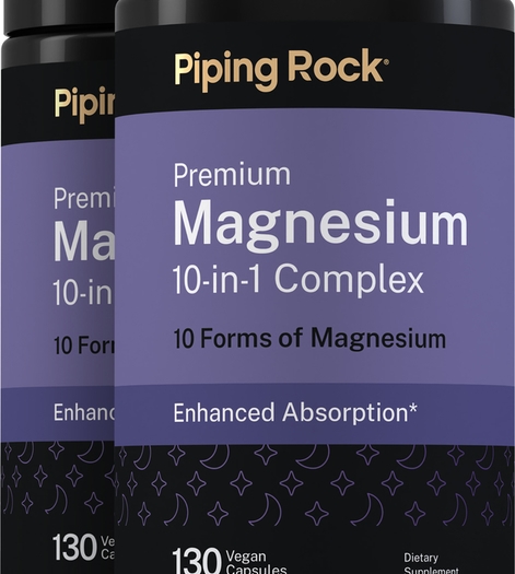 Magnesium "10" Complex, 130 Vegan Capsules, 2  Bottles