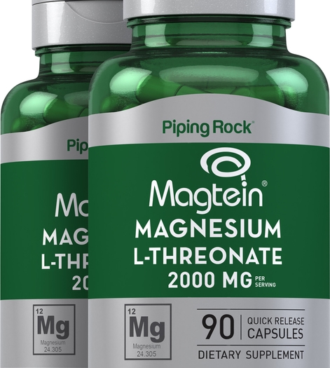 Magnesium L-Threonate Magtein, 90 Quick Release Capsules, 2  Bottles