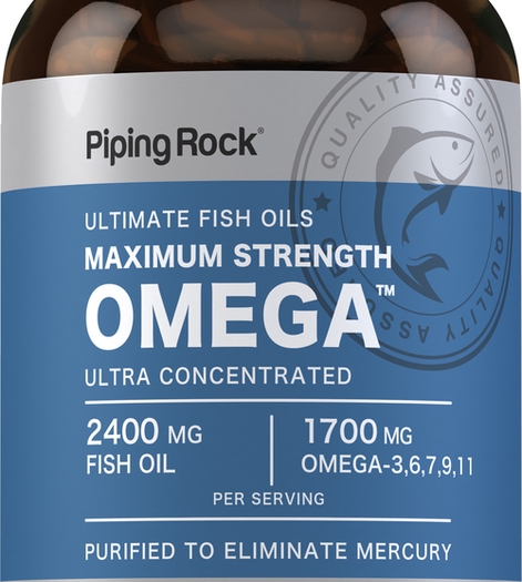 Maximum Strength Omega, 2400 mg (per serving), 90 Fish Gelatin Softgels