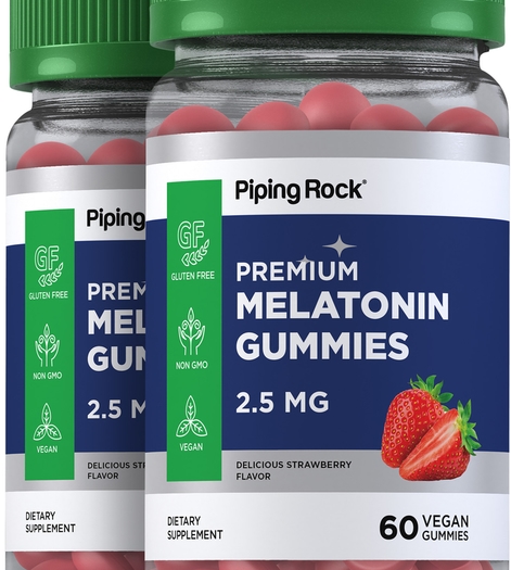 Melatonin (Delicious Strawberry), 2.5 mg, 60 Vegan Gummies, 2  Bottles