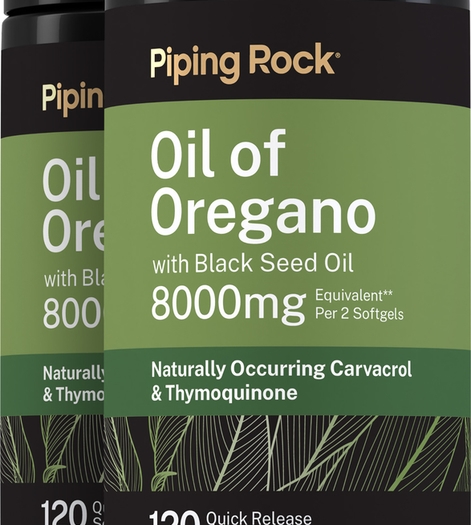 Oil of Oregano with Black Seed Oil, 8000 mg (per serving), 120 Quick Release Softgels