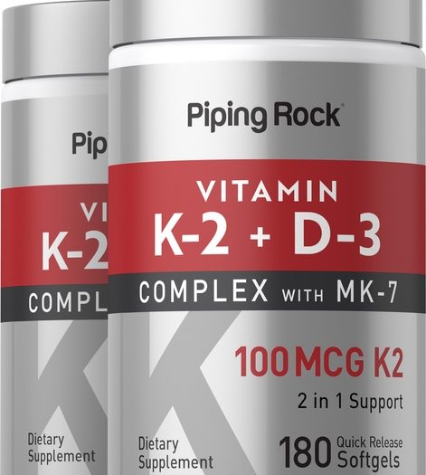 Vitamin K-2 Complex 100 mcg with D3, 180 Quick Release Softgels, 2  Bottles