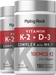 Vitamin K-2 Complex 100 mcg with D3, 180 Quick Release Softgels, 2  Bottles